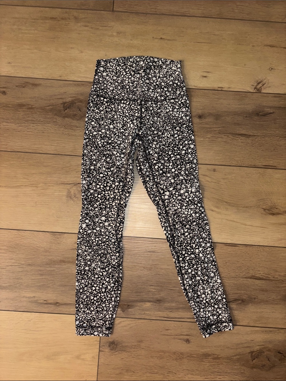 lululemon athletica Black and White Floral Leggings